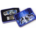 Wildlife Knife Collection: Metal Tin W/ Folding Knife & Money Clip - Wolf Design